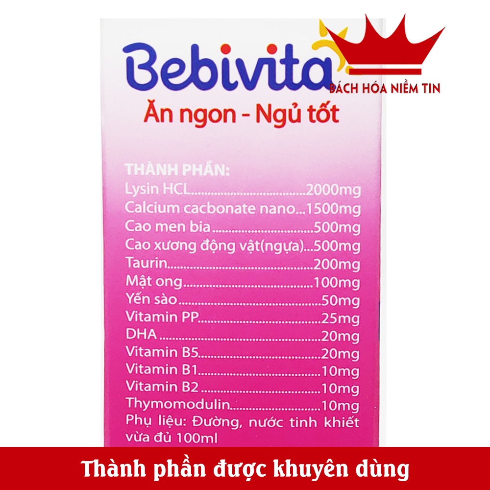 Siro giúp bé ăn ngon Bebivita - Bổ sung Vitamin, Enzyme, khoáng chất- Giúp bé ăn ngon, ngủ tốt, giảm rối loạn tiêu hóa,