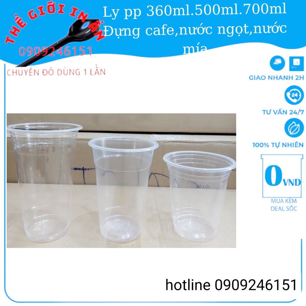 50 Ly nhựa Pet/PP trơn trong suốt 360ml, 500m, 700ml loại tốt, dẻo dai, chịu nhiệt tốt- THEGIOIINAN2021