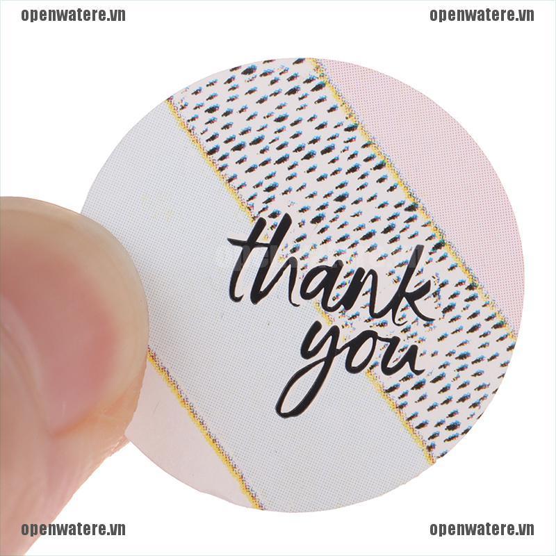 OPE 500pcs Round Pink Geometric Pattern Thank You Stickers Seal Labels Stickers