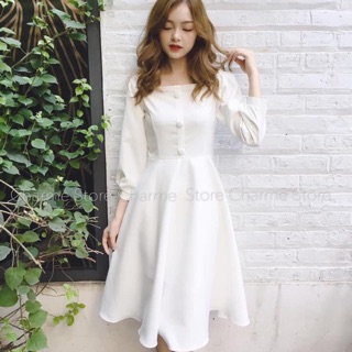 Đầm công chúa - đầm cổ vuông dáng xoè