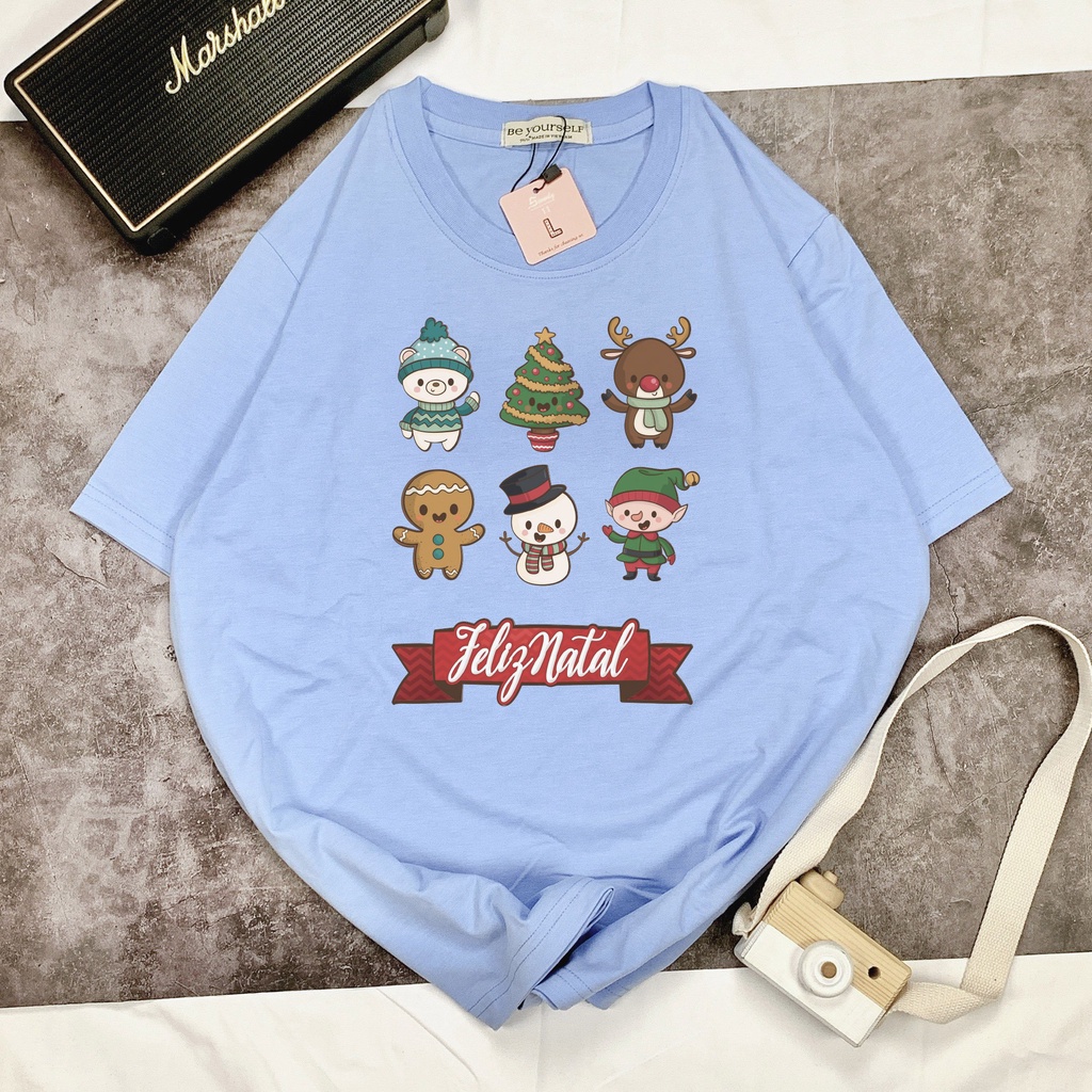 Áo Thun Tay Ngắn Unisex Đủ Size M L XL - 6 LOGO NOEL DỄ THƯƠNG