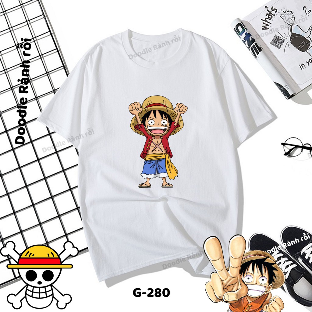 Áo Thun Nam Nữ Tay Lỡ Unisex Phông Trơn Oversize Form Rộng Basic Tee Hình nhân vật hoạt hình One Piece