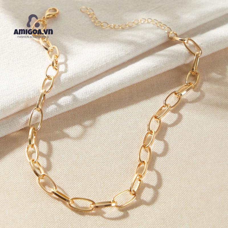 Vòng cổ Kim Loại Ngắn Phong Cách Punk Cổ Điển