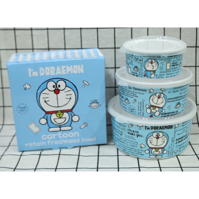 Bộ Hộp Cơm 3 Món Hộp Đựng Thức ăn Doremon Doraemon