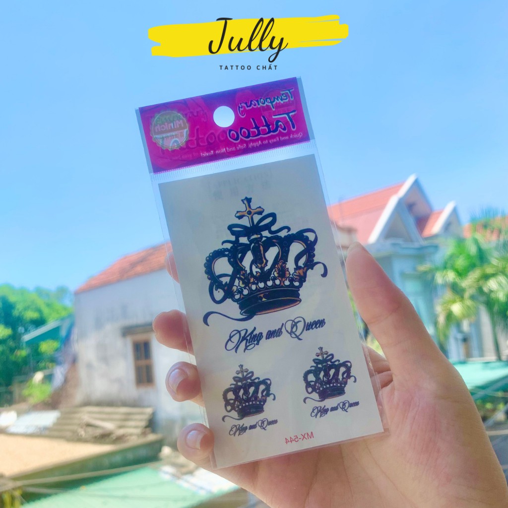 Hình xăm dán kim cương, vương miệng mini JULLY Tattoo chất, miếng dán chống nước, xăm tạm thời 15 ngày