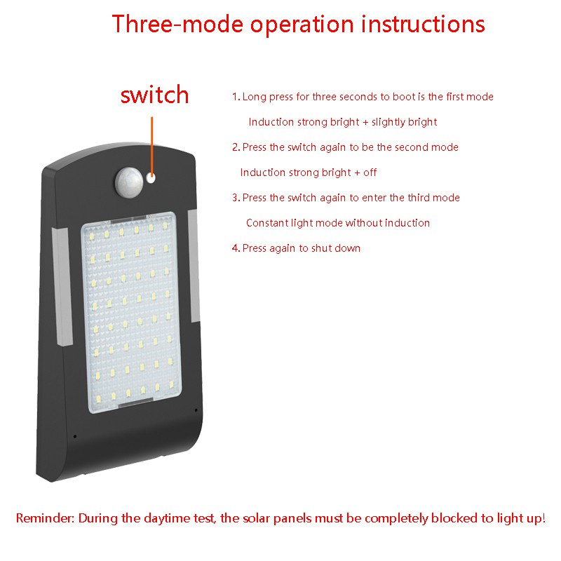 Solar Street Light Outdoor, 48 LEDS 600LM Auto On/Off for Parking A