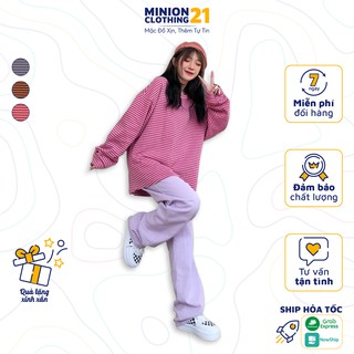 Áo nỉ dài tay kẻ ngang Minion Clothing, phong cách Ulzzang Streetwear A2807