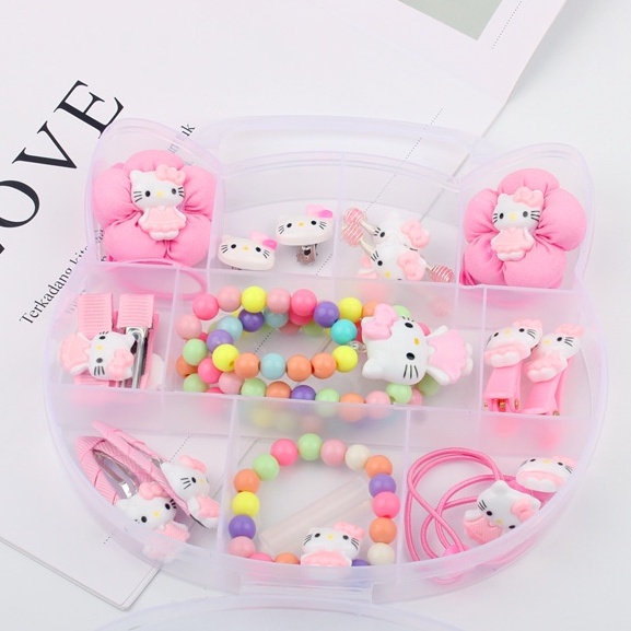 Hộp kẹp tóc nơ kitty xinh xắn cho bé gái