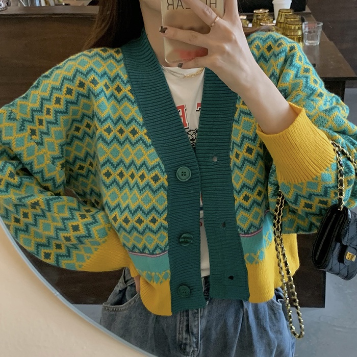 Hàng Sẵn_Áo len cardigan ngắn nhỏ màu sắc tươi sáng