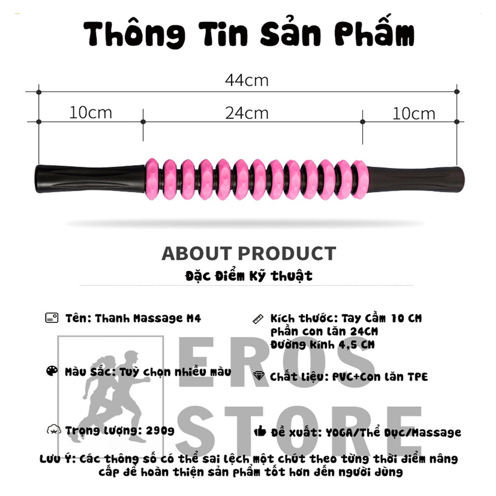 Thanh Massage M2, Con Lăn Yoga Chất Lượng Cao Chính Hãng Eros Store
