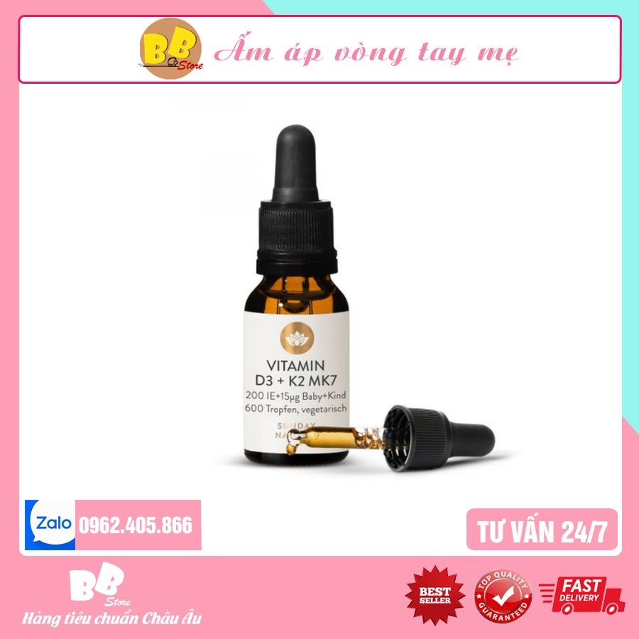 Vitamin D3K2 MK7 Đức Sunday Natural 20ml Tăng Chiều Cao Cho Trẻ từ Sơ Sinh