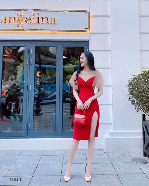 (SALE LỖ) Đầm body thiết kế tay lưới đính hạt Maci dress- đầm body dự tiệc sang chảnh hàng thiết kế | BigBuy360 - bigbuy360.vn