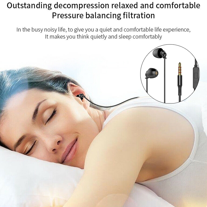 Sleeping Earphones HiFi Soft Silicone Headsets With Built-in Microphone 3.5mm In-Ear Wired Earphone For Smartphones