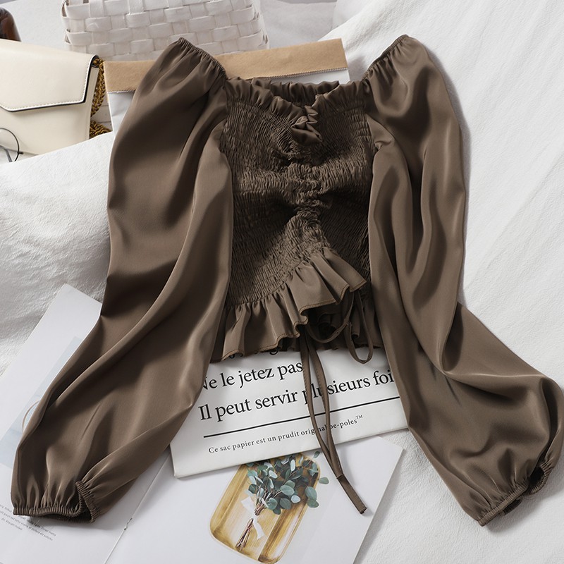 Áo bo chun croptop nữ ulzzang tay dài nhiều màu chất dày dặn (ảnh thật)