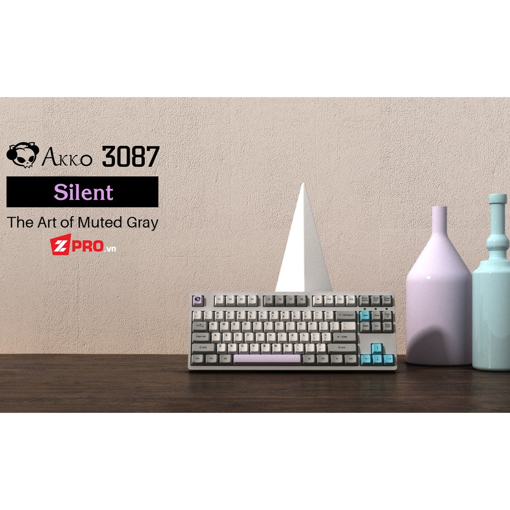 [Mã ELMS5 giảm 7% đơn 300K] Bàn phím cơ AKKO 3087 Silent - The Art of Muted Gray