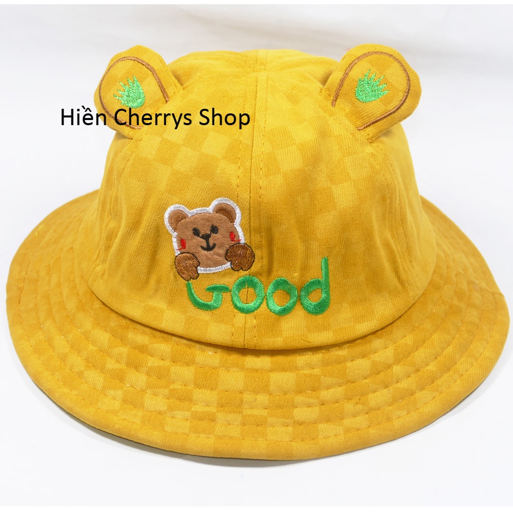 Nón bucket ,nón tai bèo trẻ em hình gấu dễ thương - chât liệu vải mềm mại tạo cảm giác cho bé