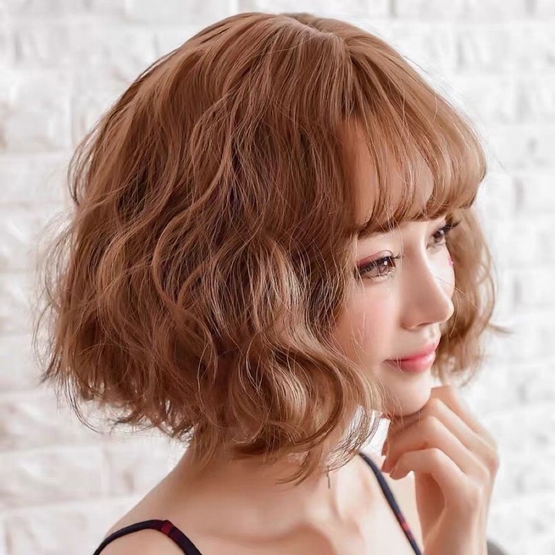 tóc giả nguyên đầu xù ngắn , mẫu mới D3057