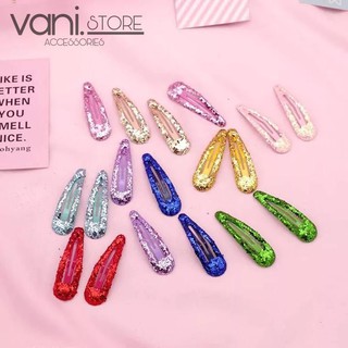Kẹp Tóc Bấm Hạt Kim Tuyến Sequin Hình Giọt Nước Nhỏ [PKT00029]