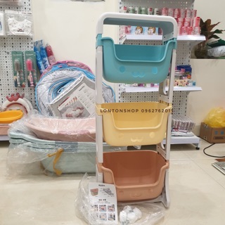 Kệ 3 tầng đựng đồ chơi cho bé, kệ đựng đồ đa năng 3 tầng có bánh xe