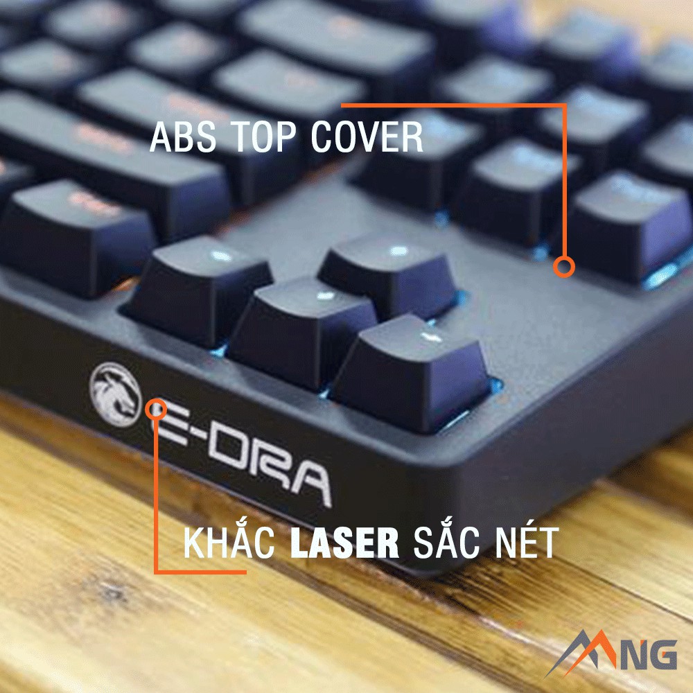 Bàn phím Gaming EDra EK387 Cơ Dành cho văn phòng, chơi Game Đèn Led Có Dây Keycap Doubles