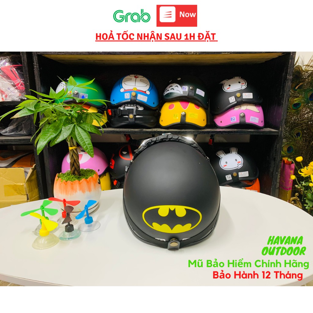 Mũ Nón Bảo Hiểm Nửa Đầu Lót Đệm Cao Cấp Batman Kèm Kính Phi Công ❤️freeship❤️ Mũ Nhựa ABS Độ Bền Cao-BH 12 Tháng