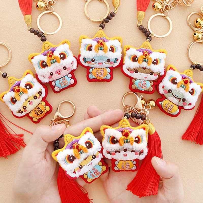 Nguyên liệu tự thêu khoá 12 con giáp ( kèm chùm khoá như hình )
