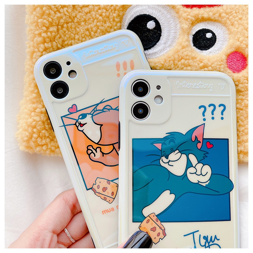 Ốp iPhone đôi cute hoạt hình Tom Jerry dễ thương phản quang.Tương thích iPhone 11 ProMax/11/XsMax/Xs/X/8plus/8/7plus/7