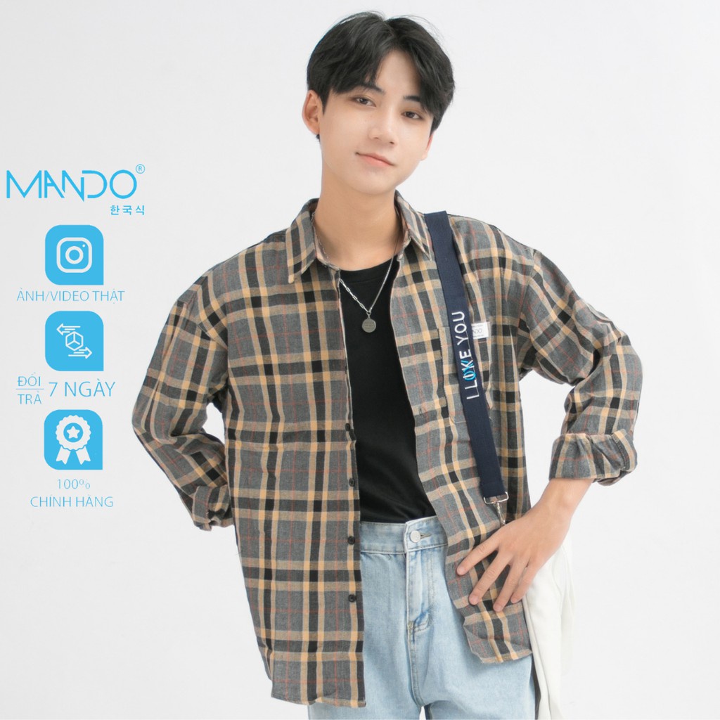 Áo Sơ Mi Nam Dài Tay Kẻ Caro Form Rộng Mềm Mịn Phong Cách Hàn Quốc Thời Trang Nam MANDO SMD082 - Hàng mới về
