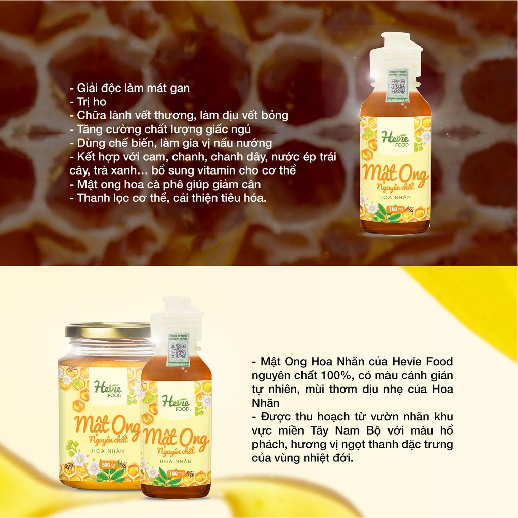 Mật ong nguyên chất Hoa nhãn xuất khẩu 60g HeVieFood | BigBuy360 - bigbuy360.vn