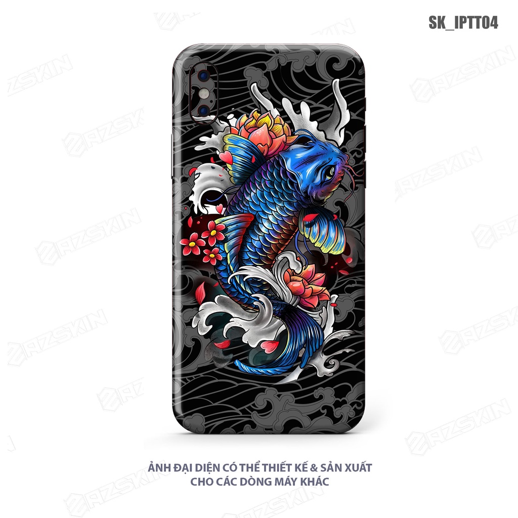 Miếng Dán Skin Cá Chép Dành Cho IPhone 12/13/14 Pro Max |SK_IPHTT04| Chất Liệu Nhập Khẩu, Khuôn Cắt CNC Dán Lưng Viền