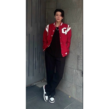 ÁO BOMBER NỈ VIỀN TRẮNG NHUNG TĂM THÊU CHỮ G