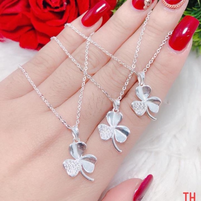 DÂY CHUYỀN CỎ 3 LÁ BẠC DÂY XÍCH