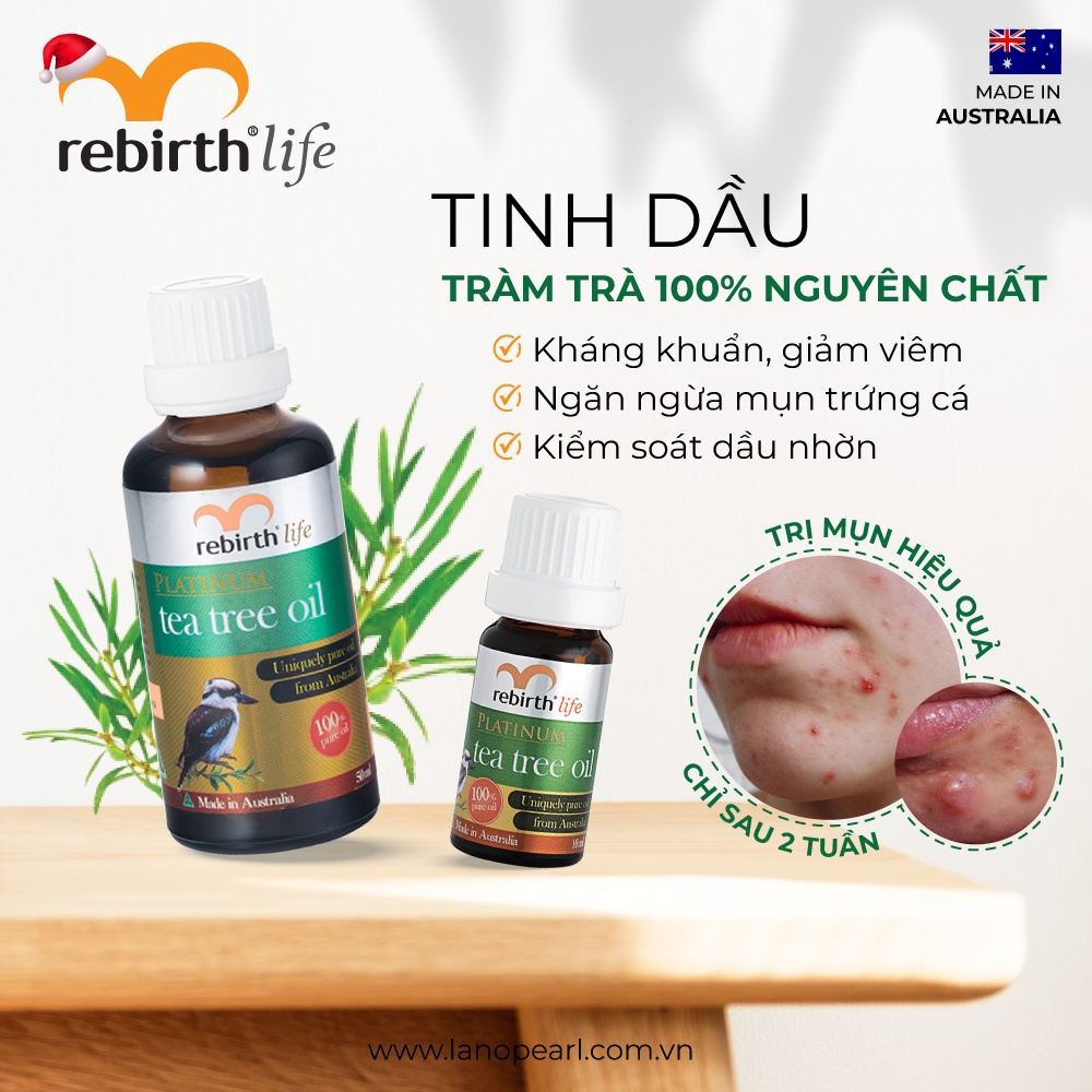 Tinh dầu tràm trà giảm mụn Rebirth Life Platium Tea Tree Oil (10ml)