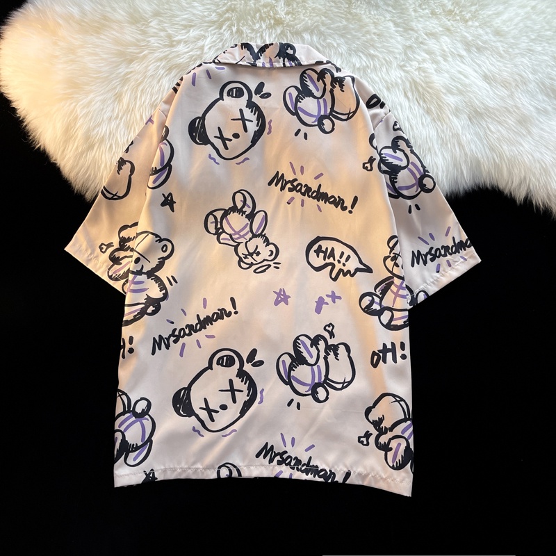Áo Sơ Mi Mỏng Dáng Rộng Tay Cộc Thoáng Khí In Họa Tiết Hoạt Hình Thời Trang Mùa Hè 2022 Cho Nam