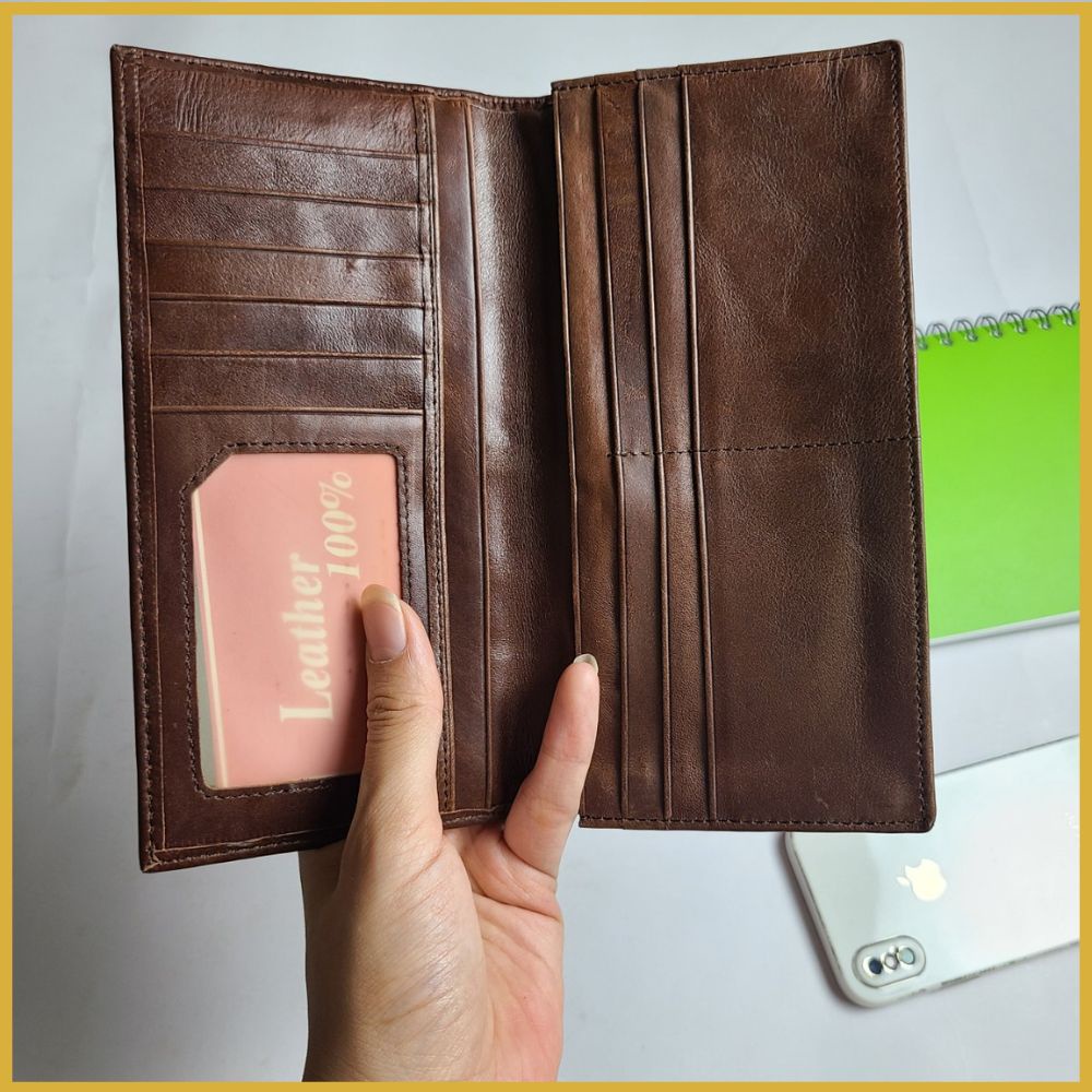 Ví da nam dài da bò trơn TIỆM ĐỒ DA VIỆT hàng cao cấp kiểu dáng cổ điển VD04