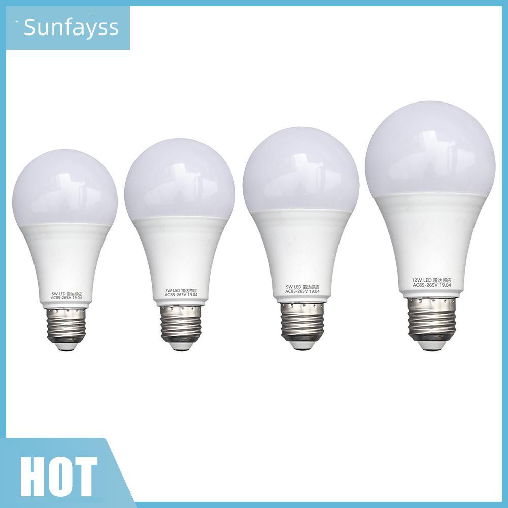 Bóng đèn LED 5-12W E27 SMD5730 180-240V cảm biến chuyển động thông minh PIR ánh sáng trắng tắt/ mở tự động cho nhà cửa