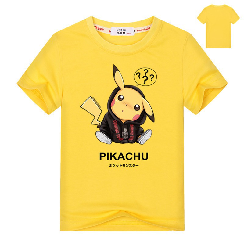 Áo thun tay ngắn in hình Pikachu hoạt hình thời trang hè 2019 cho bé trai