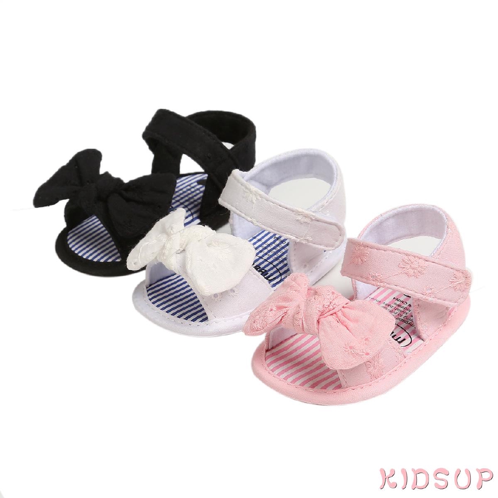 Sandal hở ngón đế mềm chống trượt đính nơ thời trang mùa hè cho bé gái