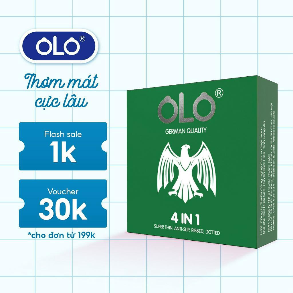 Bao cao su OLO 4 in 1 gân gai ôm khít - Hộp 3 cái
