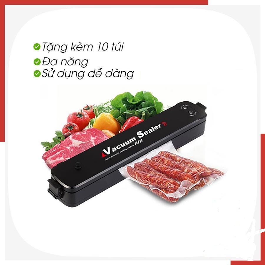 Máy hút chân không thực phẩm Vacuum Sealer tiện dụng tặng kèm 10 túi hút chân không