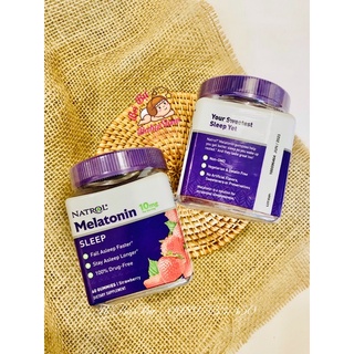 Kẹo ngủ Melatonin Natrol vị dâu Gummies kẹo dẻo ngủ Natrol Melatonin Sleep 5mg 10mg 90 viên và 180 viên