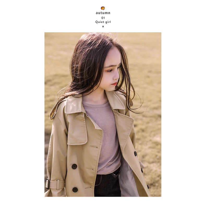 Áo khoác IQ ANGEL dáng dài chống gió phong cách Hàn Quốc thời trang mùa thu dành cho bé gái