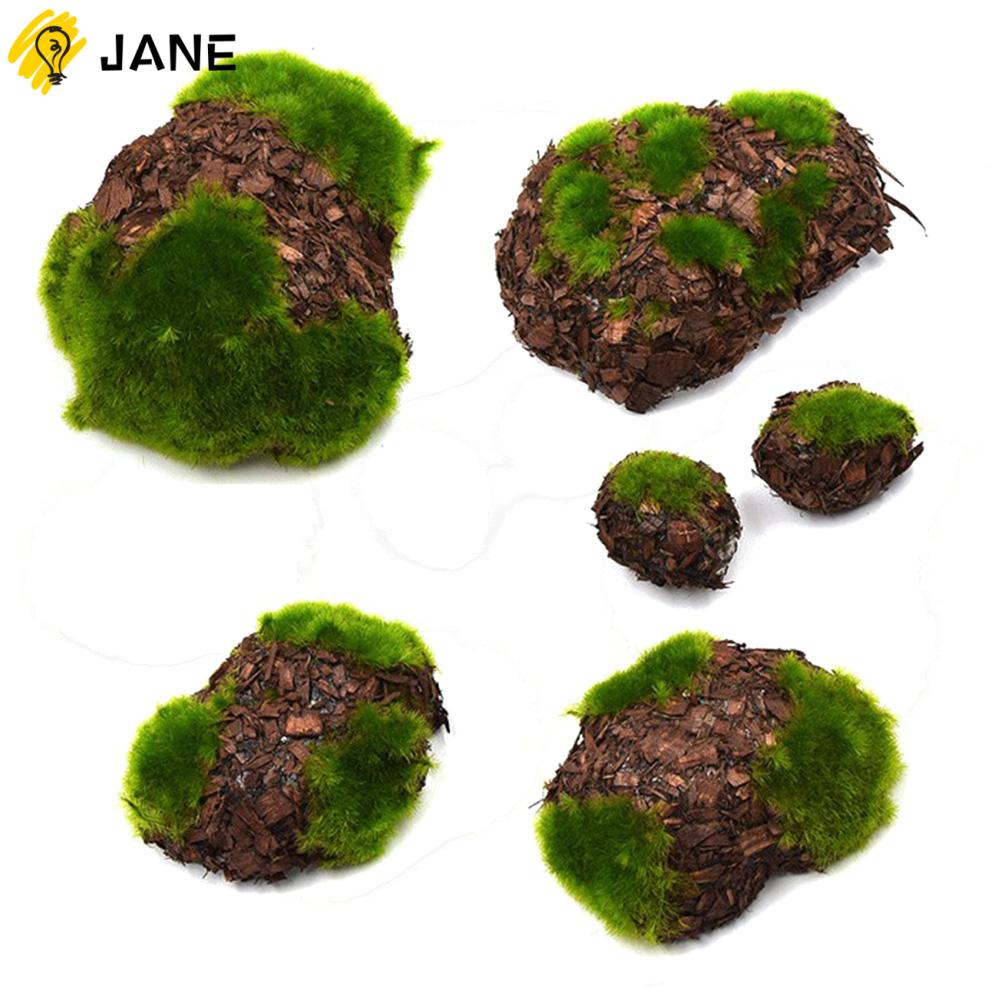 JANE 6PCS/Pack DIY Fake Rock Blocks Multi-shaped Simulation|Green Moss|Mini Fairy Garden Garden Decoration Artificial Grass Wood Micro Landscape