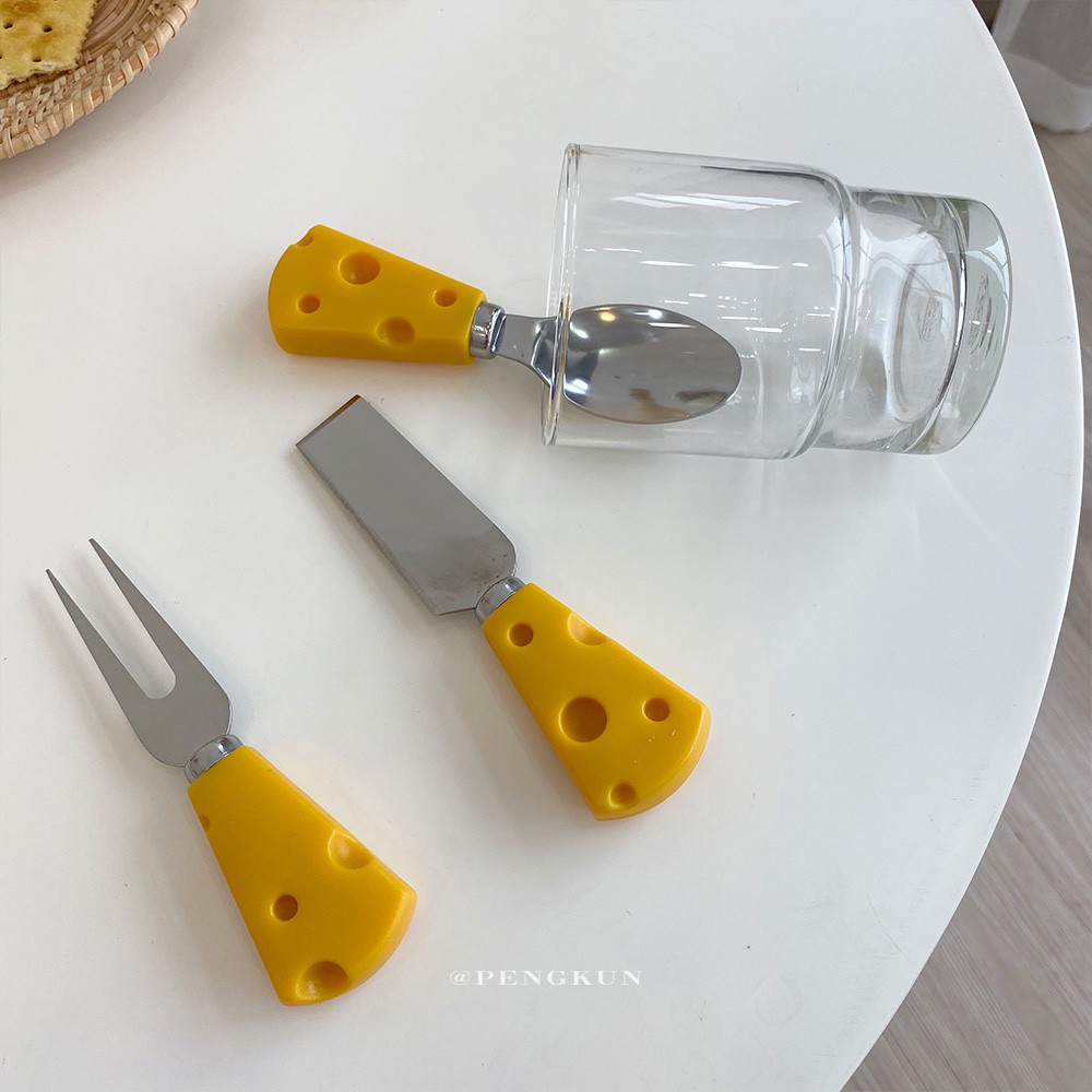Dụng Cụ Ăn Bằng Thép Không Gỉ Thiết Kế Hình Phô Mai Độc Đáo Tùy Chọn