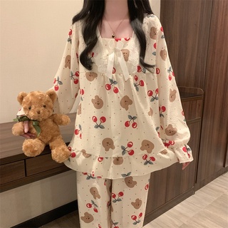Bộ đồ ngủ dài tay họa tiết dễ thương