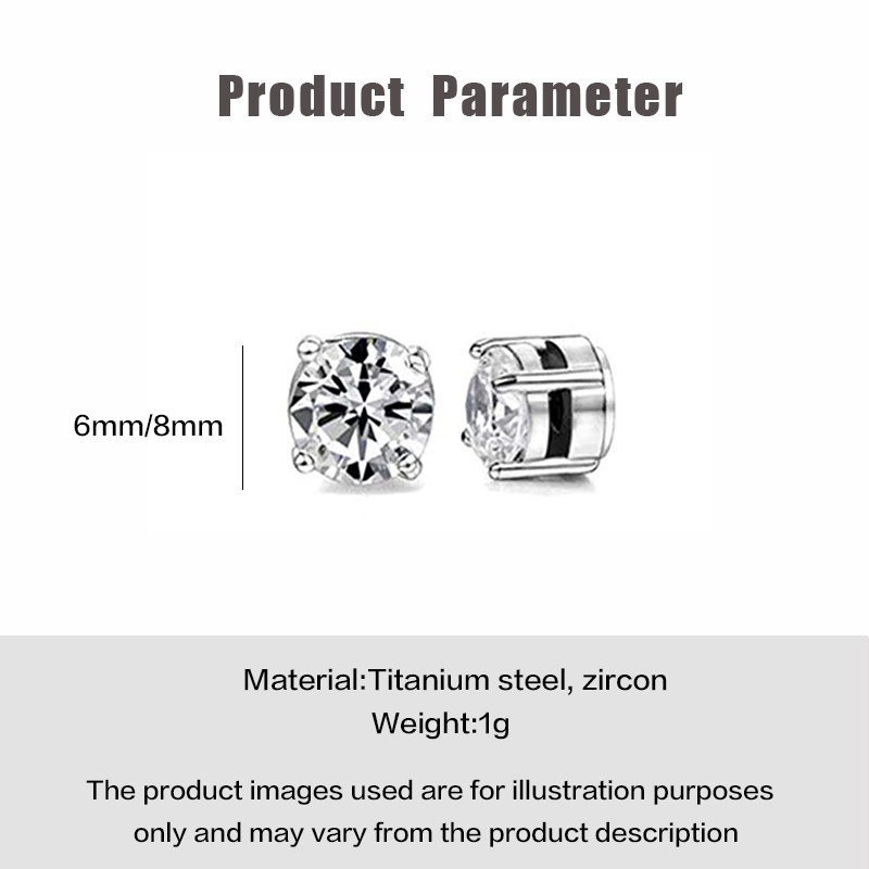 1 Đôi Bông Tai Titan Từ Tính Đính Đá Zircon Đơn Giản Thời Trang Hàn Quốc