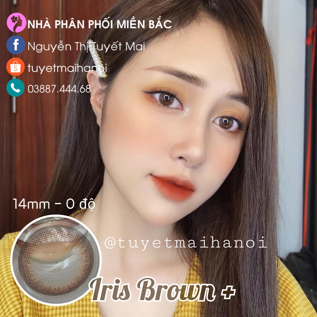 [ Ảnh Thật ] Lens Nâu Tự Nhiên Không Giãn Iris Brown 14mm - Kính Áp Tròng Hàn Quốc Vassen Sexy Me