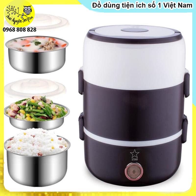 Cặp Lồng Cắm Điện 3 Tầng ruột inox Cao Cấp Giữ Nóng Thức Ăn Liên Tục-THẢO NGUYÊN SHOP-T3A5