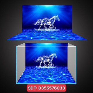 Tranh 3D dán hồ cá mẫu tranh ngựa tuyệt đẹp, tranh có keo sẵn trên bề mặt, làm theo các kích thước yêu cầu