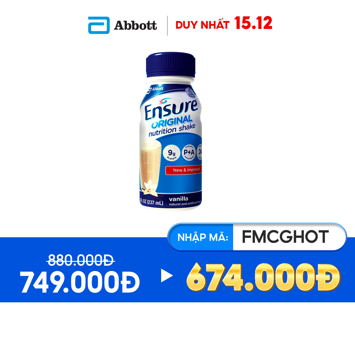 Thùng 24 Sữa nước Ensure Abbott 237ml/chai